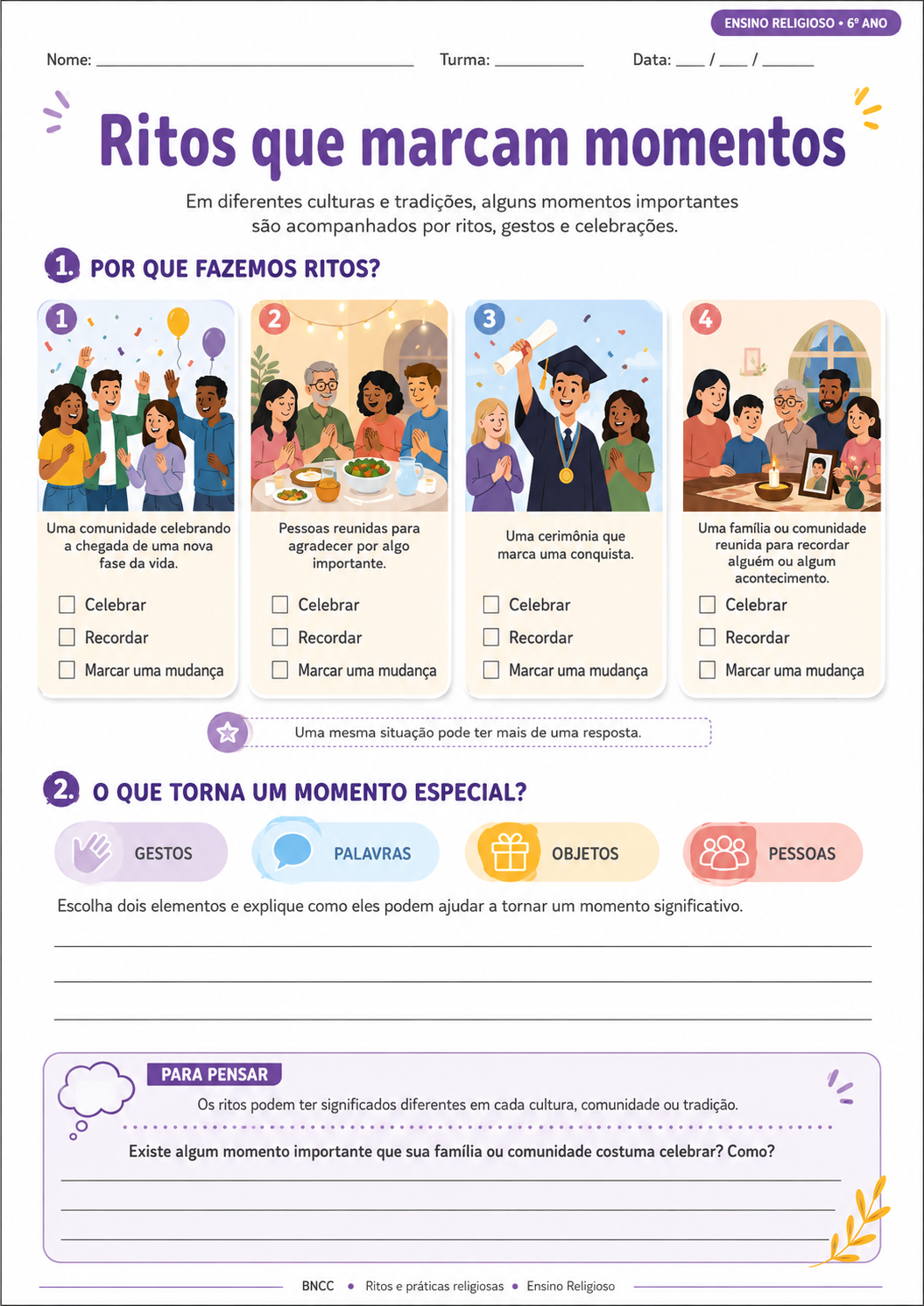 Atividade Ritos que marcam momentos